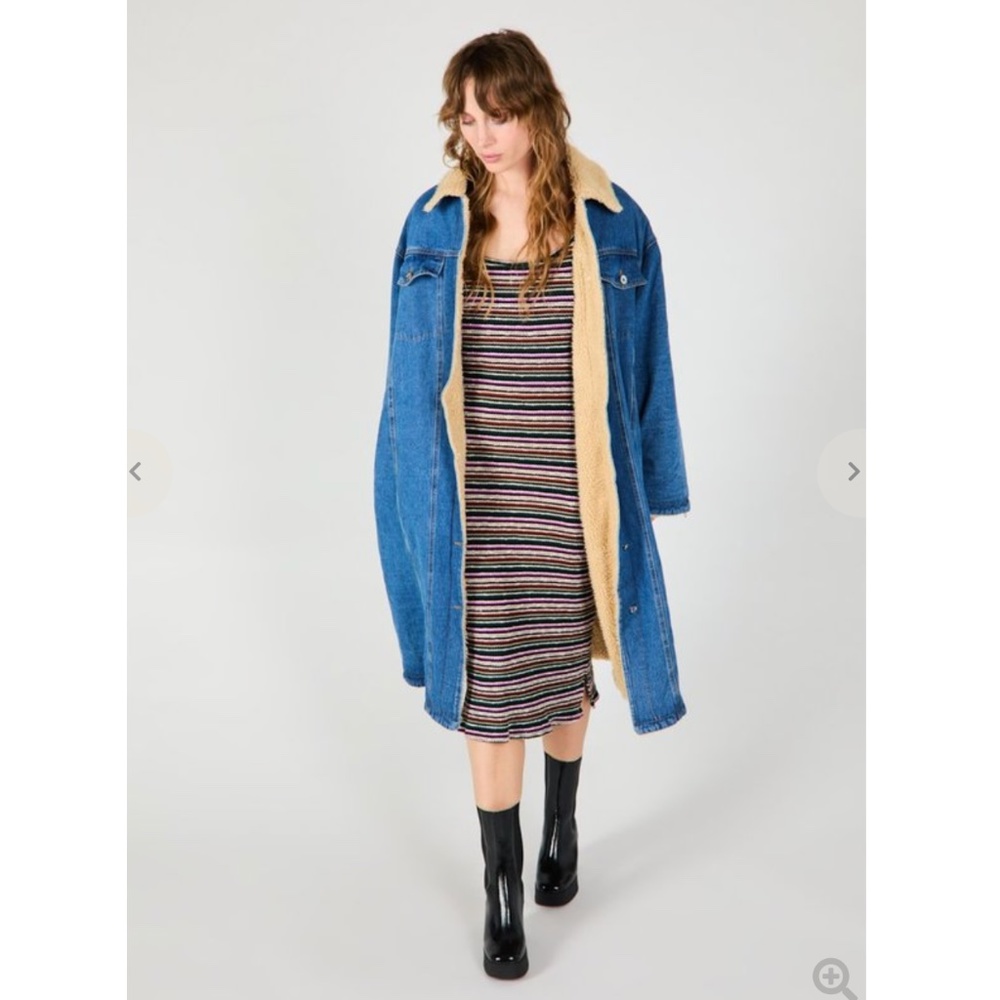 NWOT Denim Jean Sherpa Long Parka Hugo Coat Jacket